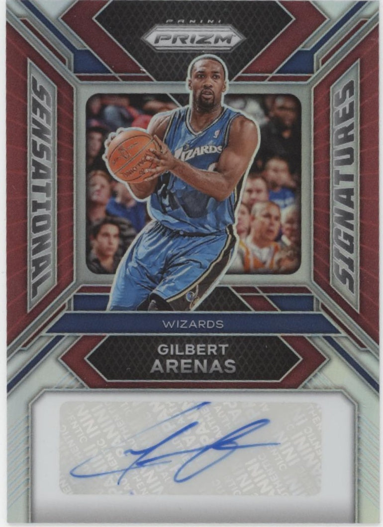 Gilbert Arenas 2023-24 Panini Prizm Sensational Signatures Red Prizm Auto 08/75
