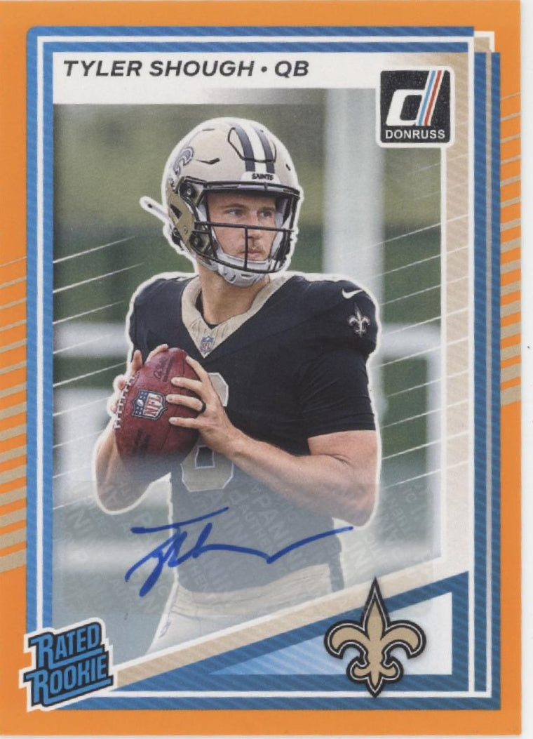 Tyler Shough 2025 Panini Donruss Rated Rookie Orange RC Auto #304