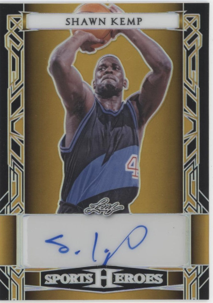 Shawn Kemp 2024 Leaf Sports Heroes Gold Refractor Auto 1/2 #BA-SK1