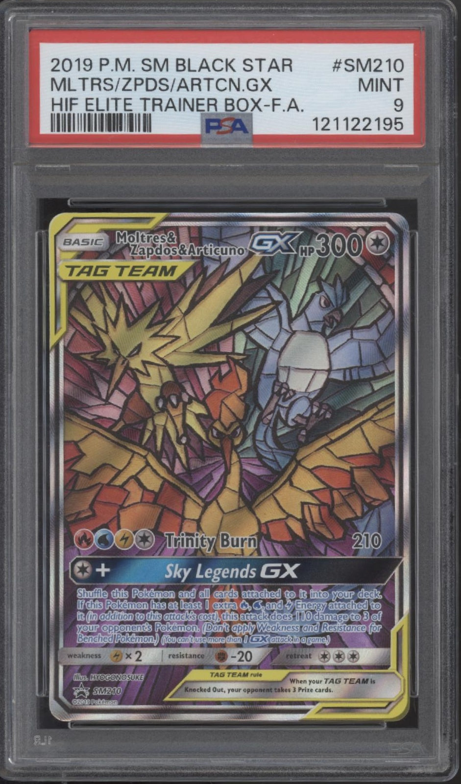 Moltres & Zapdos & Articuno GX Pokemon Hidden Fates ETB Full Art PSA 9