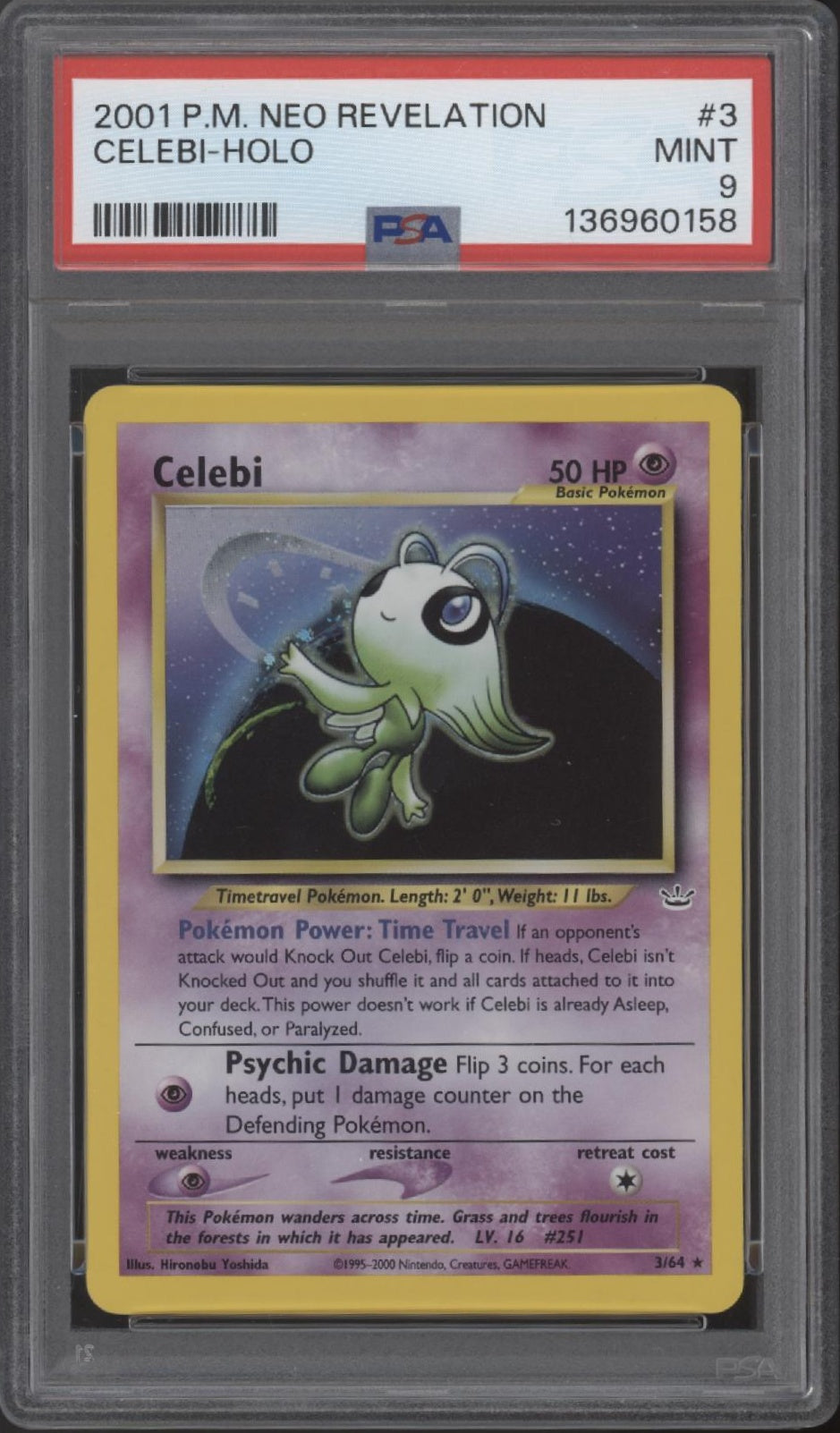 Celebi Pokemon Neo Revelation Holo #3 PSA 9