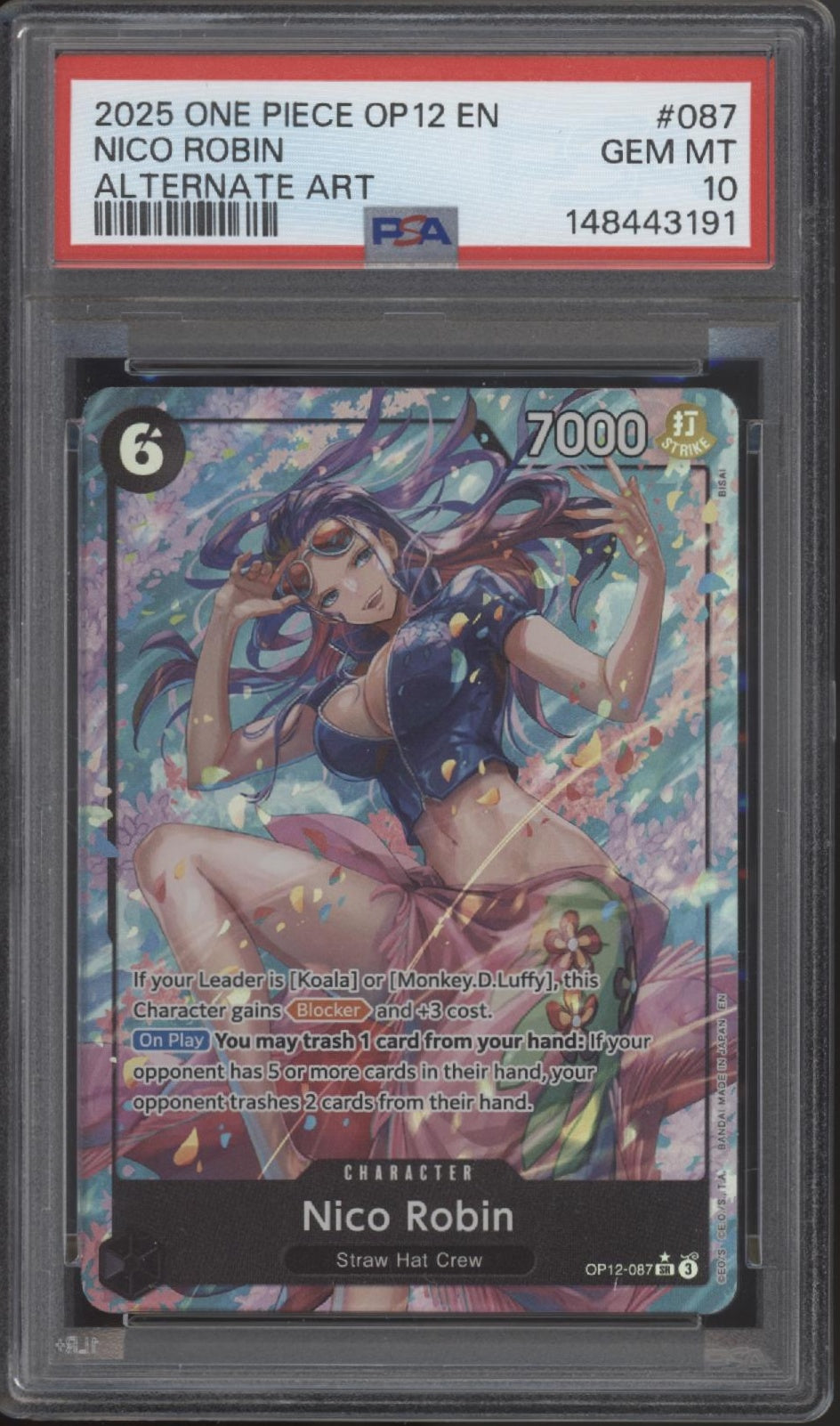 Nico Robin One Piece Card Game OP12 Alternate Art #087 PSA 10