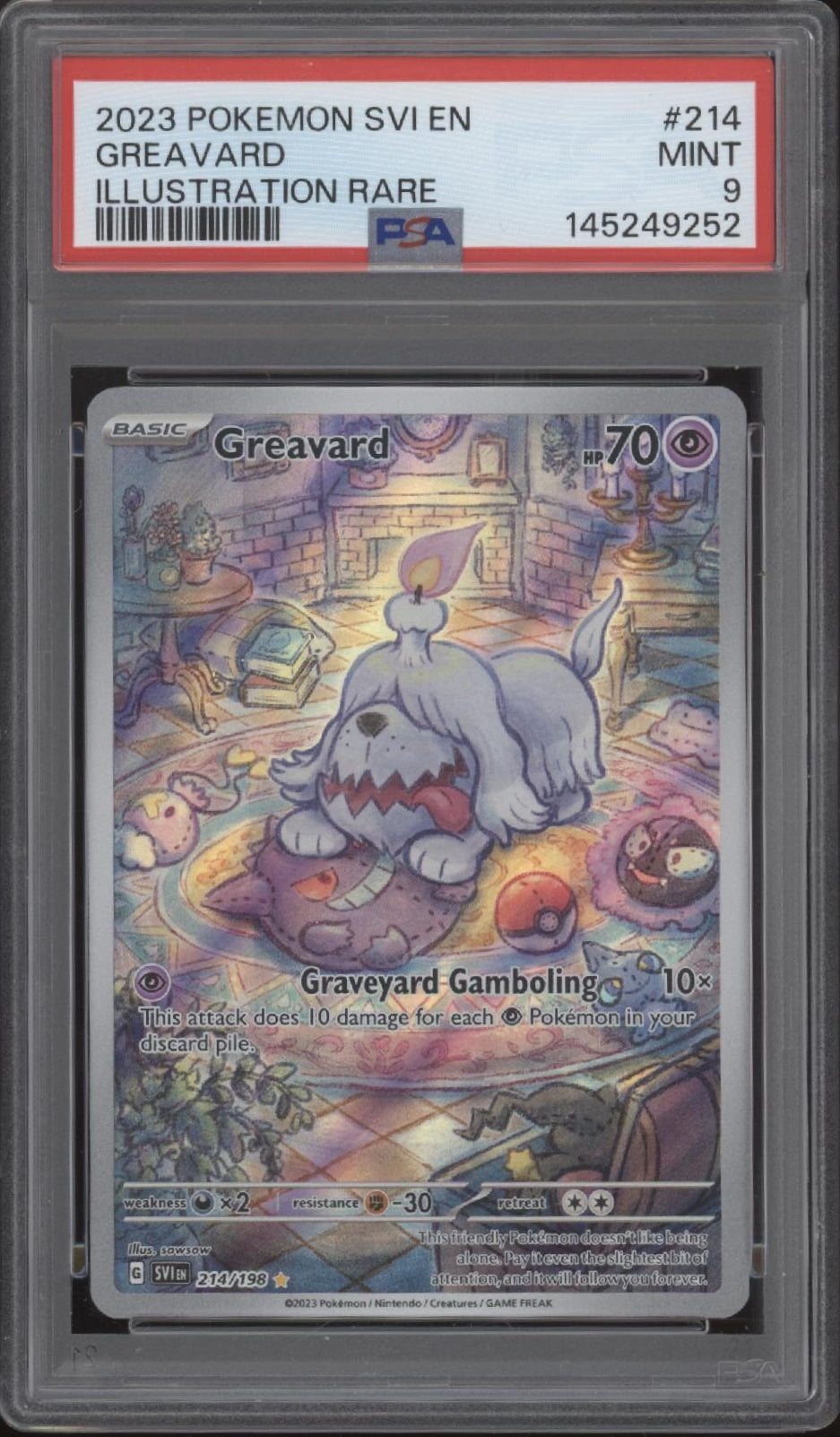 Greavard Pokemon Scarlet & Violet Illustration Rare #214 PSA 9