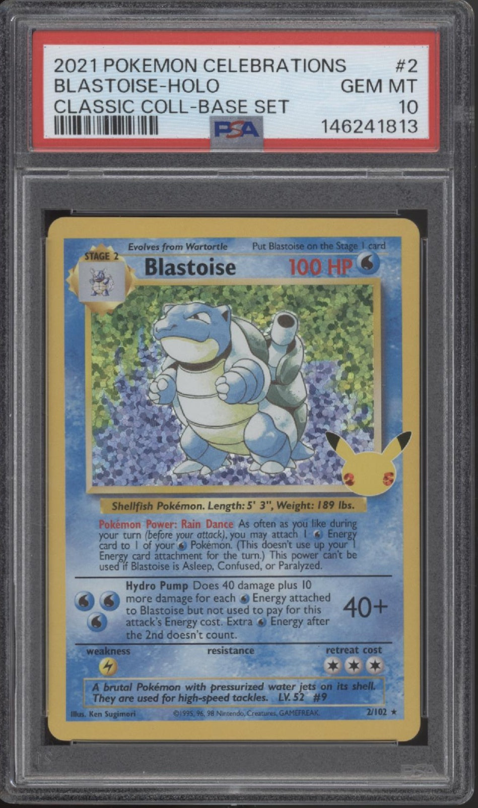 Blastoise Pokemon Celebrations Classic Collection Base Set Holo #2 PSA 10