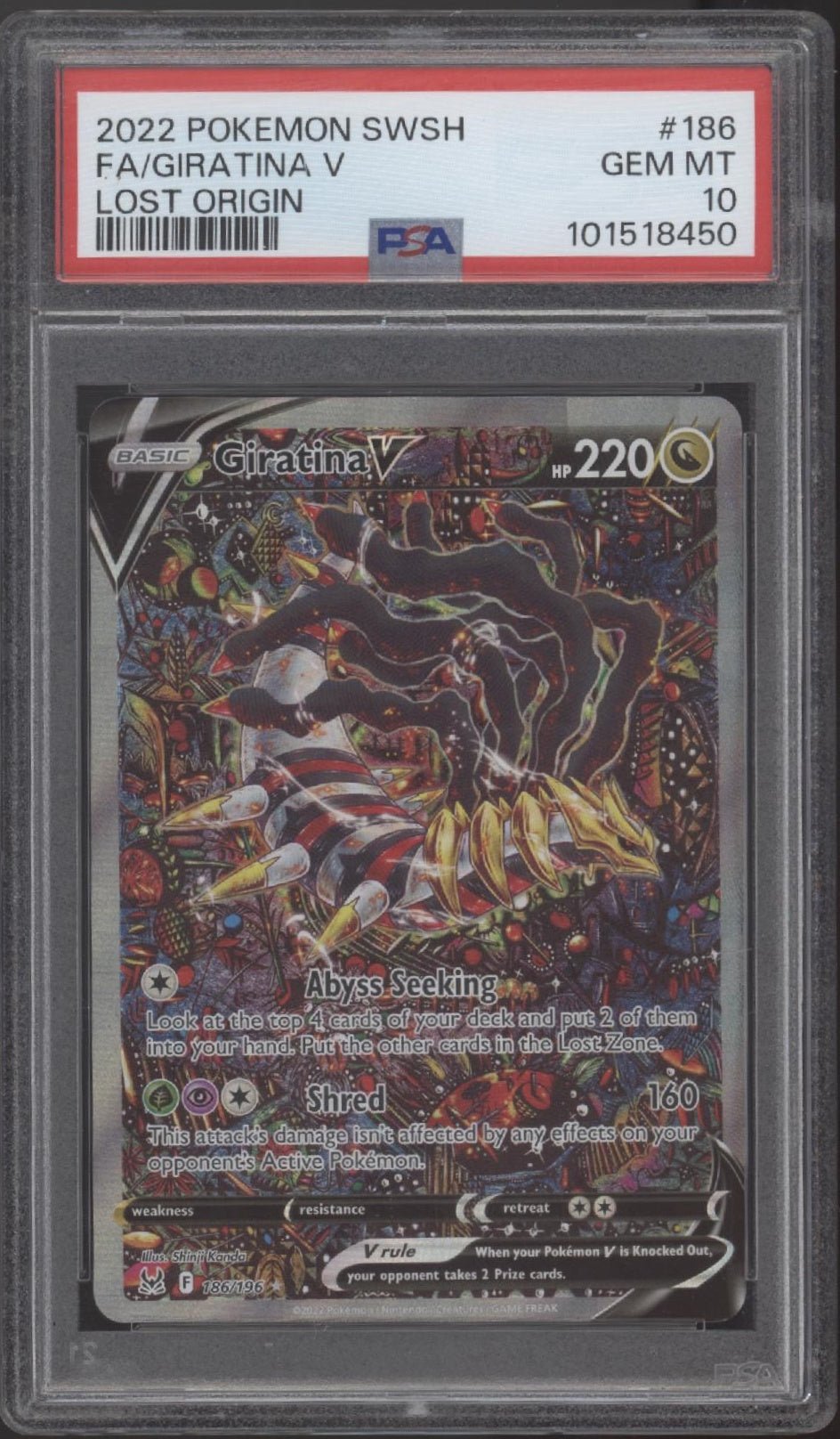 Girantina V Pokemon Lost Origin Full Art #186 PSA 10