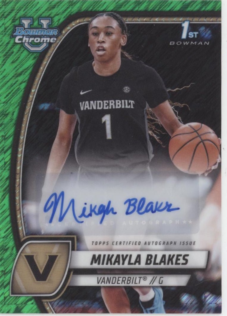 Mikayla Blakes 2024-25 Bowman Chrome University Green Shimmer Refractor Auto #55