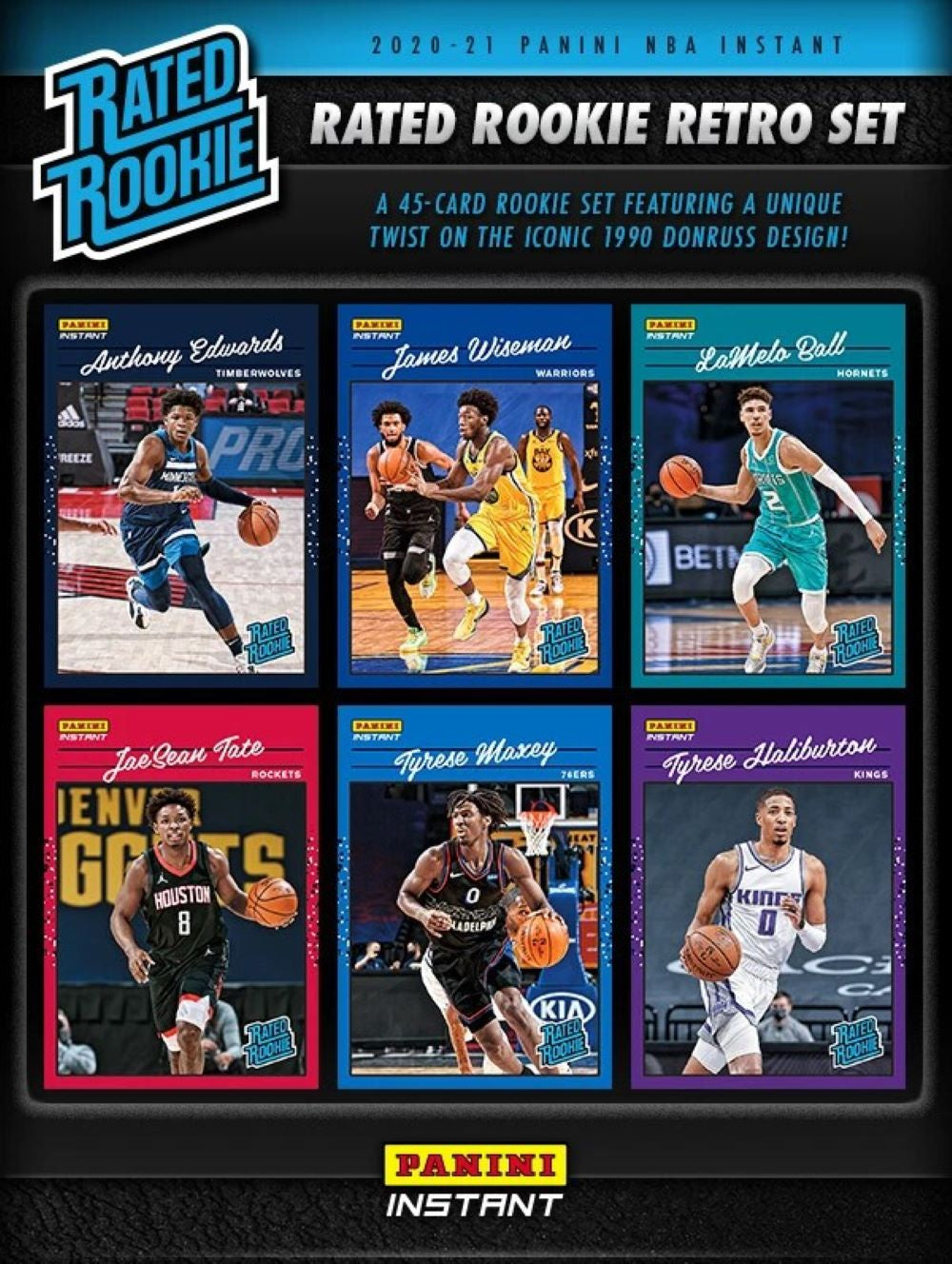 2020-21 Panini Instant Basketball Rated Rookie Retro Set (1-45)