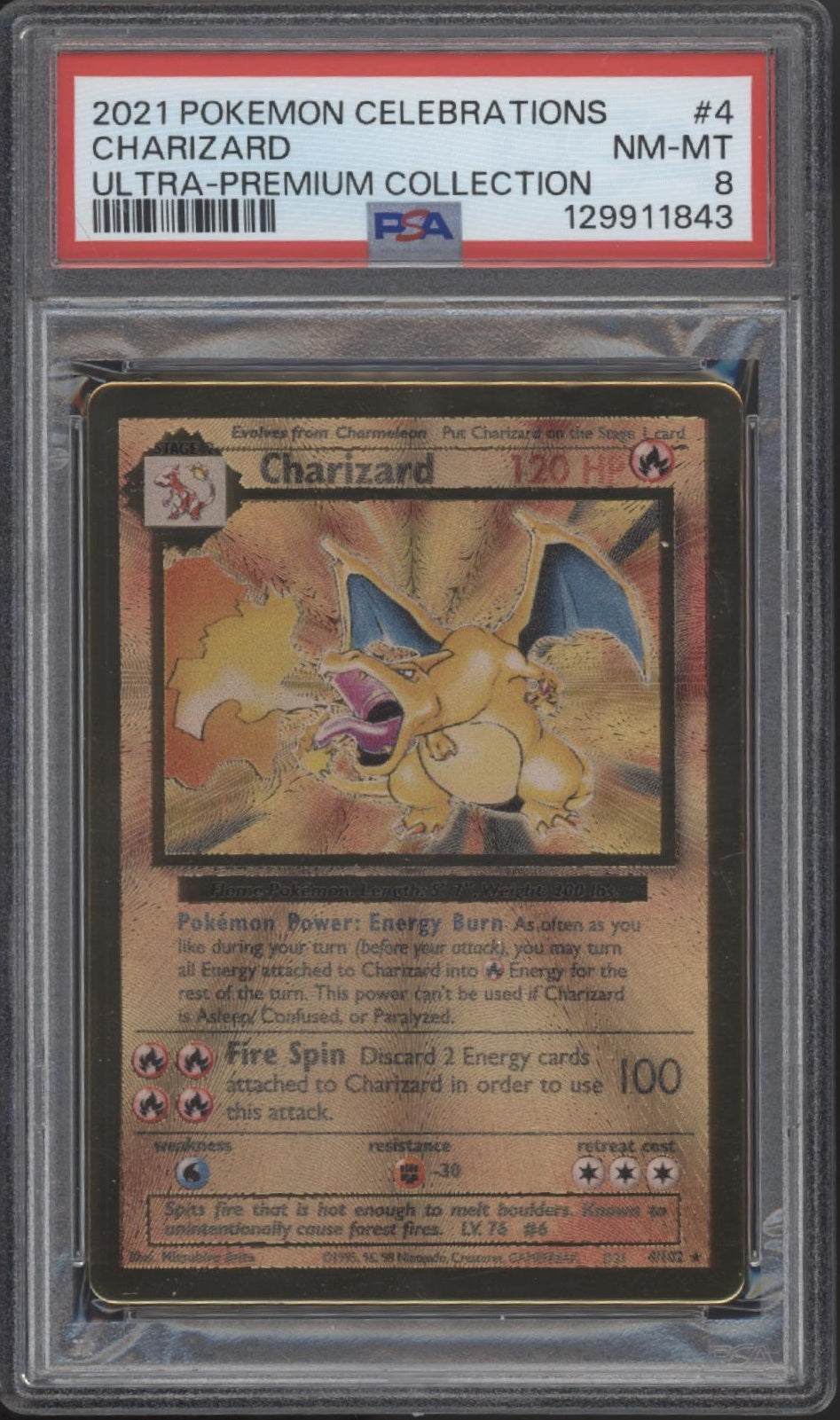 Charizard Pokemon Celebrations Ultra Premium Collection Metal Card #4 PSA 8