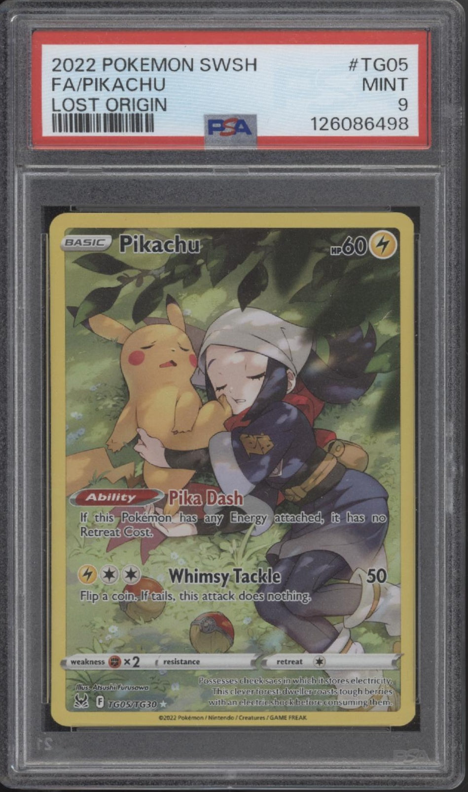 Pikachu Pokemon Lost Origin Full Art #TG05 PSA 9
