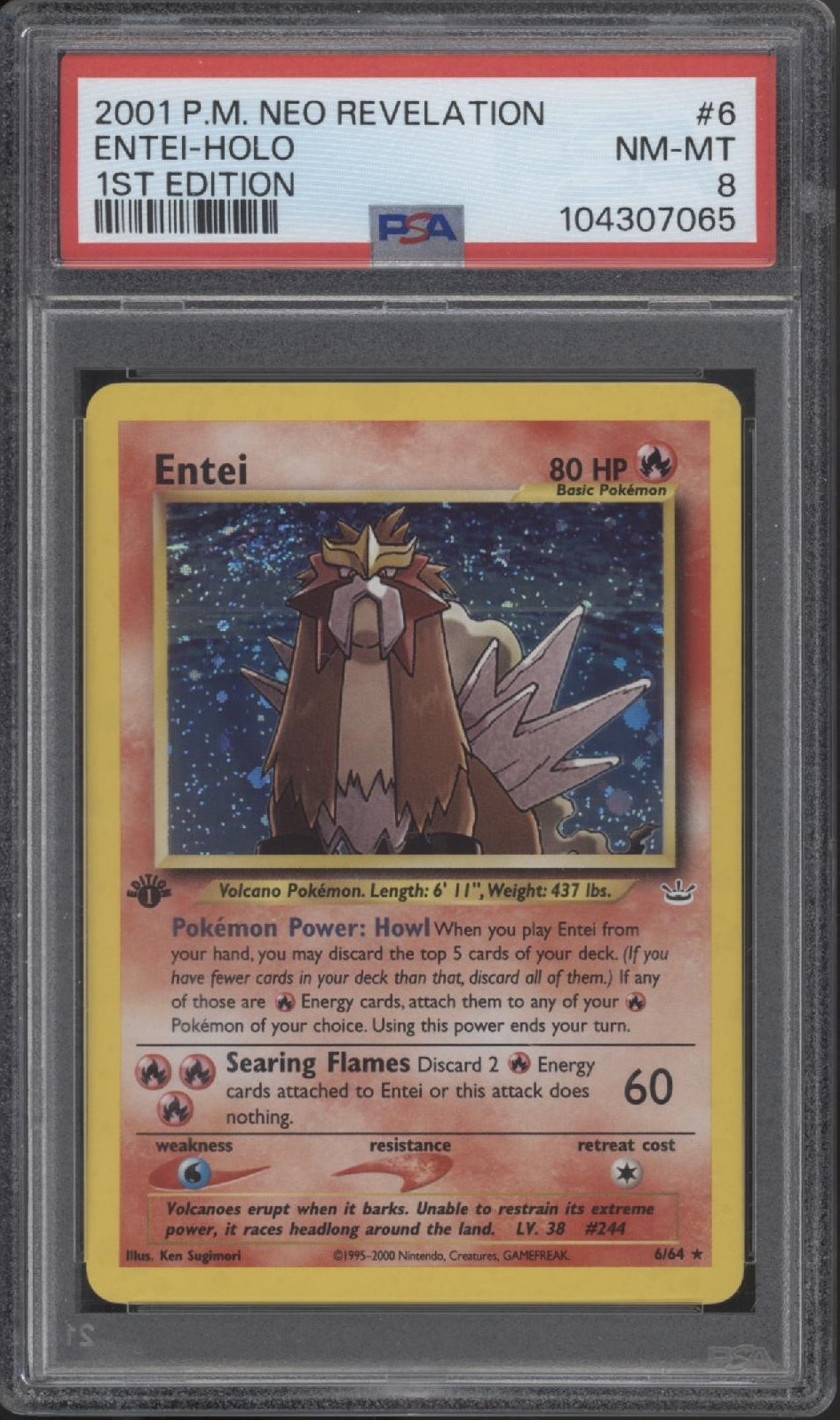 Entei Pokemon Neo Revelation Holo 1st Edition #6 PSA 8