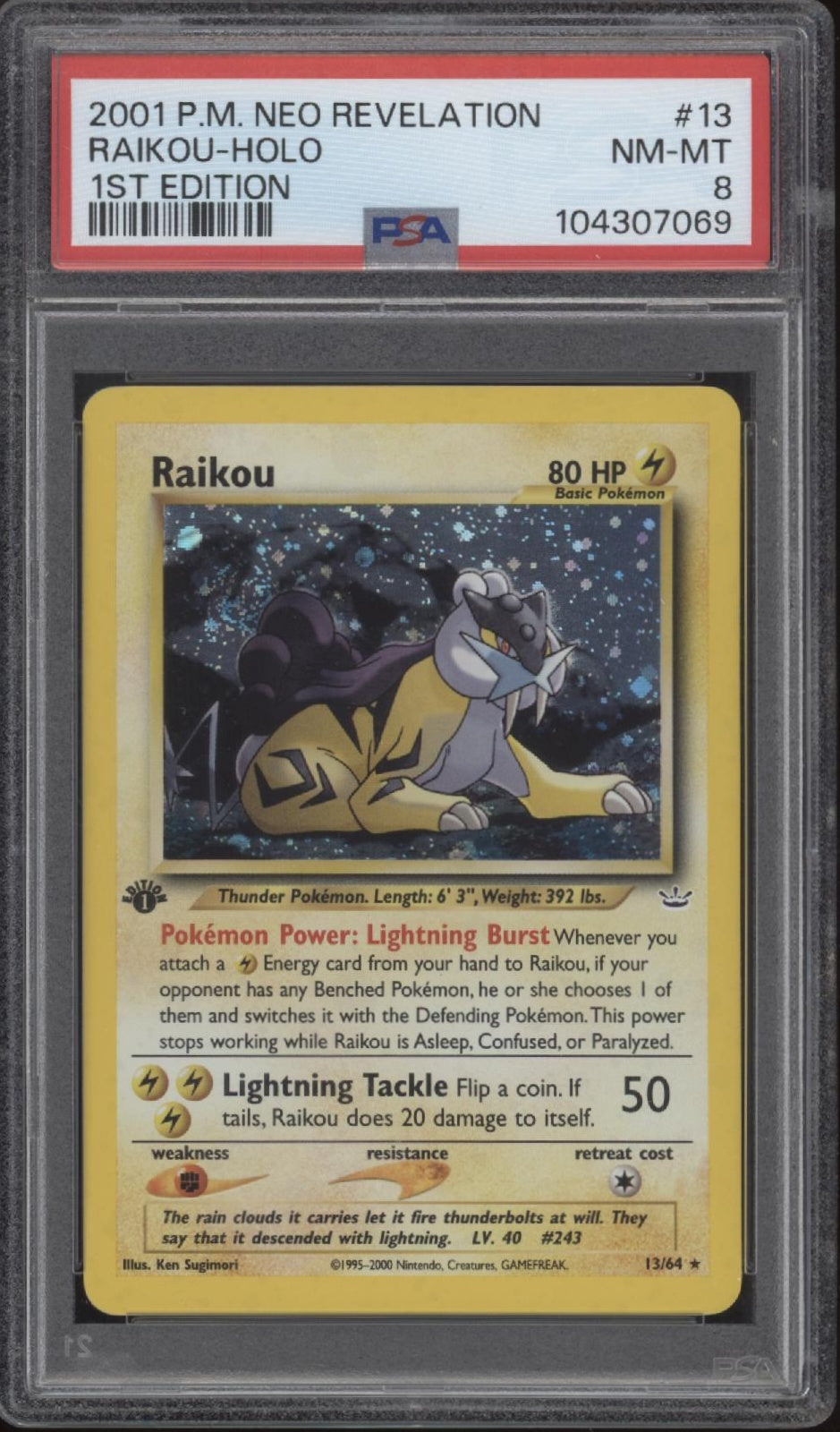 Raikou Pokemon Neo Revelation Holo 1st Edition #13 PSA 8
