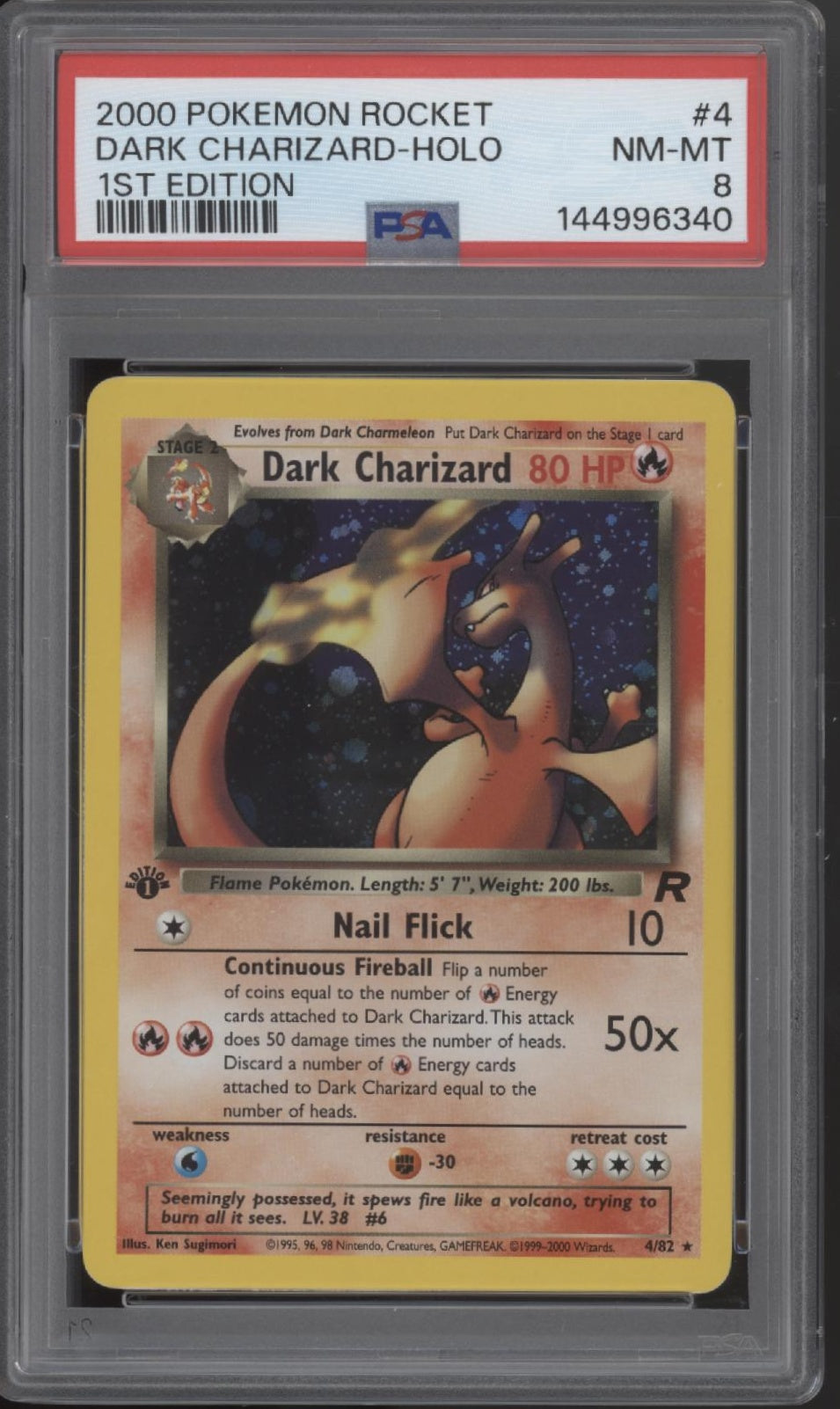 Dark Charizard Pokemon Team Rocket Holo 1st Edition #4 PSA 8