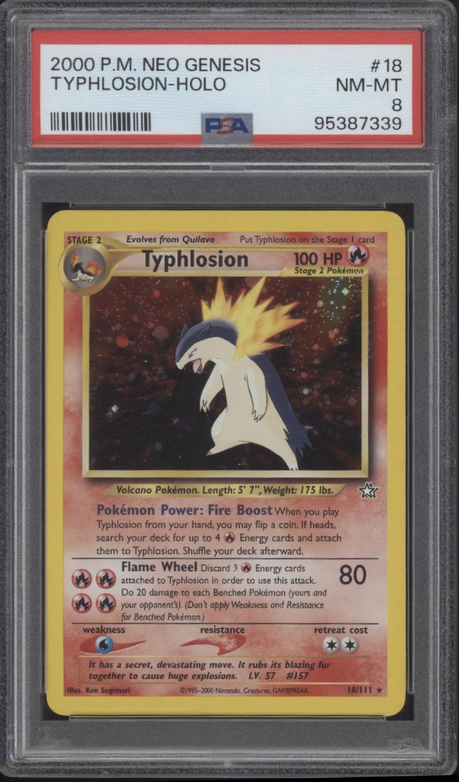 Typhlosion Pokemon Neo Genesis Holo #18 PSA 8