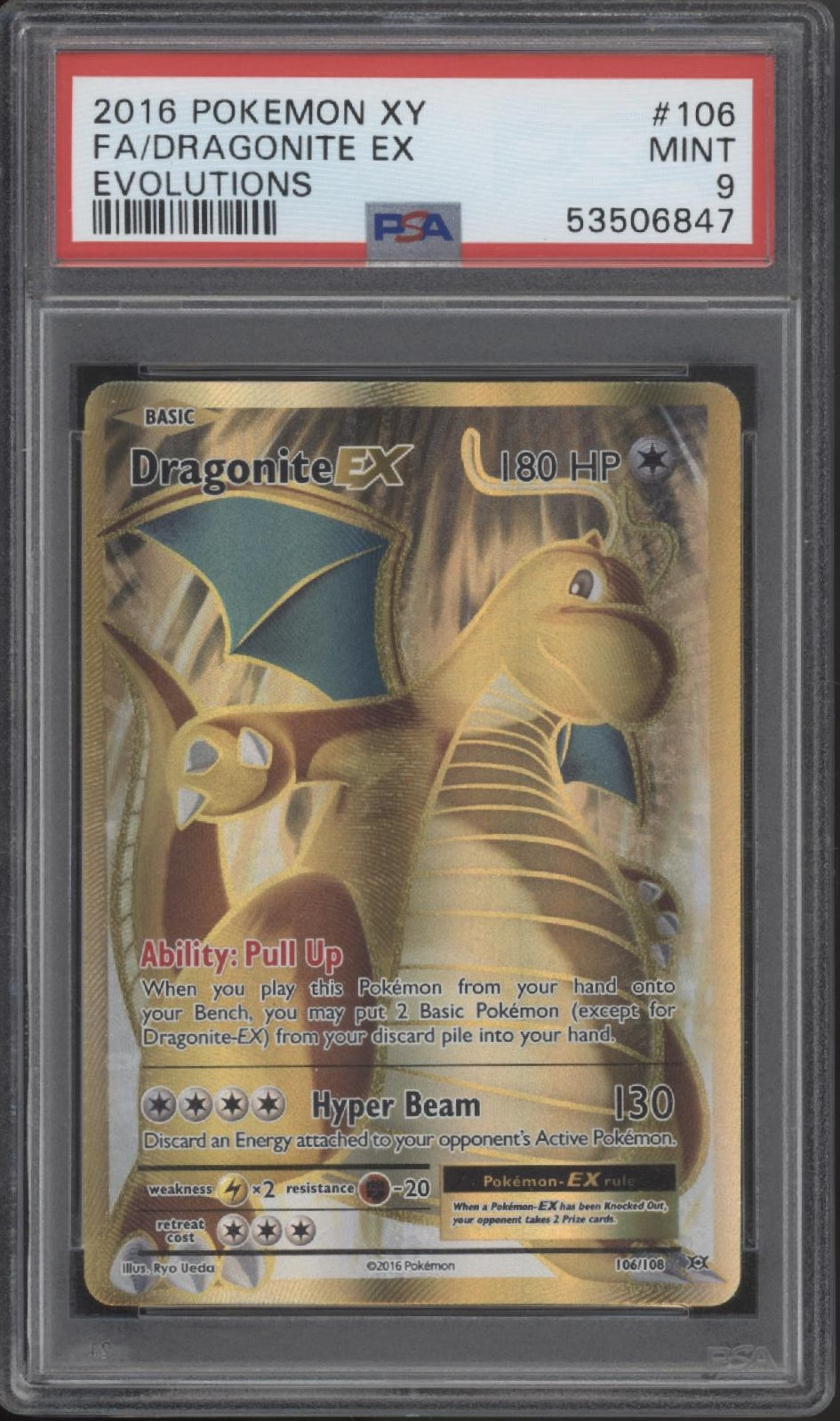 Dragonite ex Pokemon Evolutions Full Art #106 PSA 9