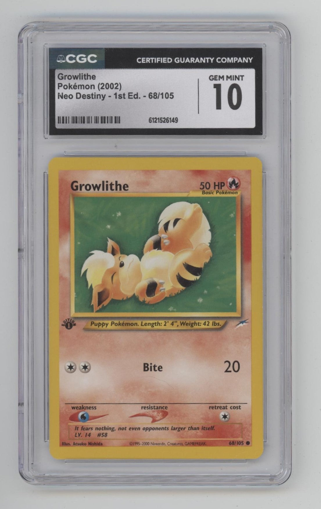 Growlithe Pokemon Neo Destiny 1st Edition #68 CGC 10