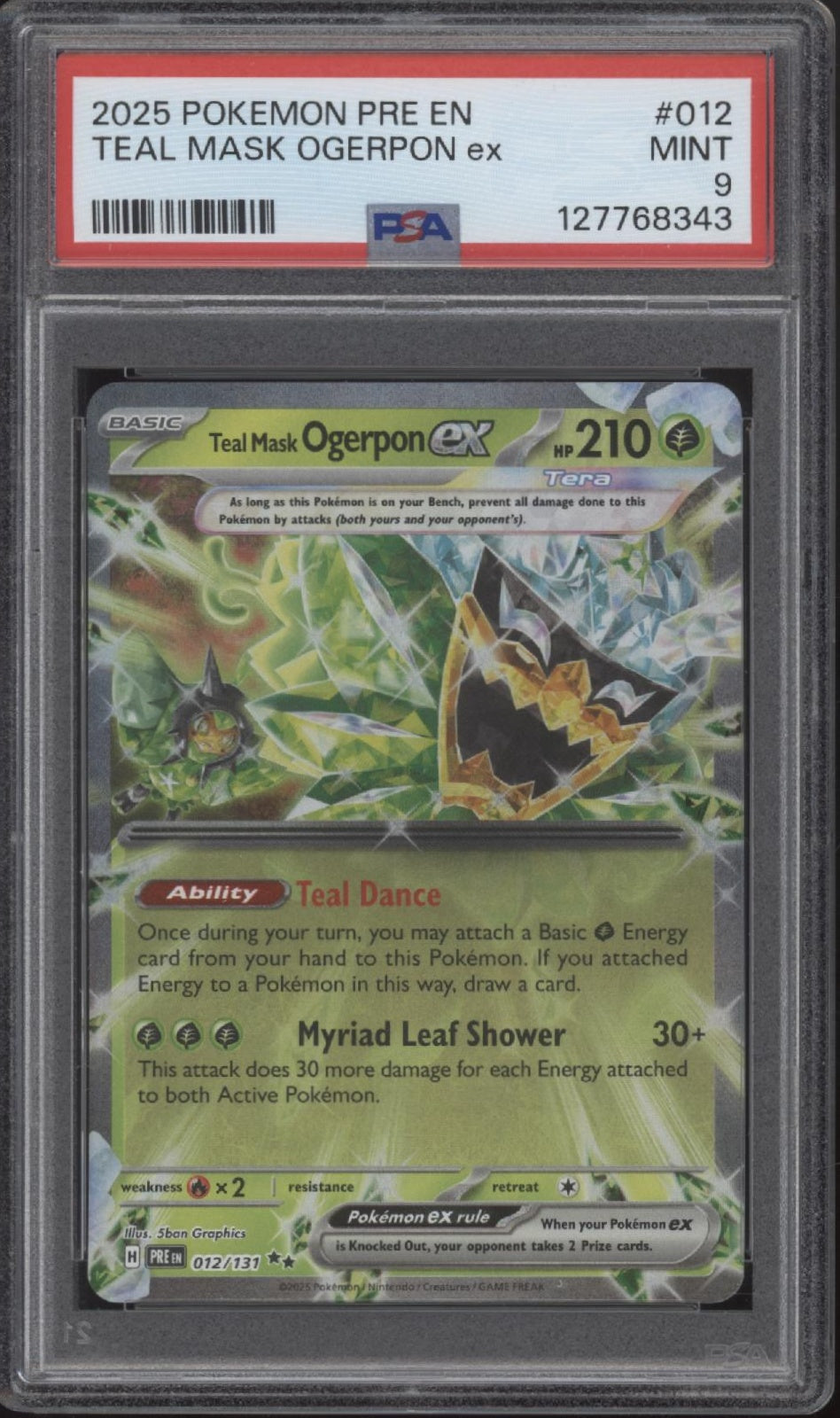 Teal Mask Ogerpon ex Pokemon Prismatic Evolutions #012 PSA 9