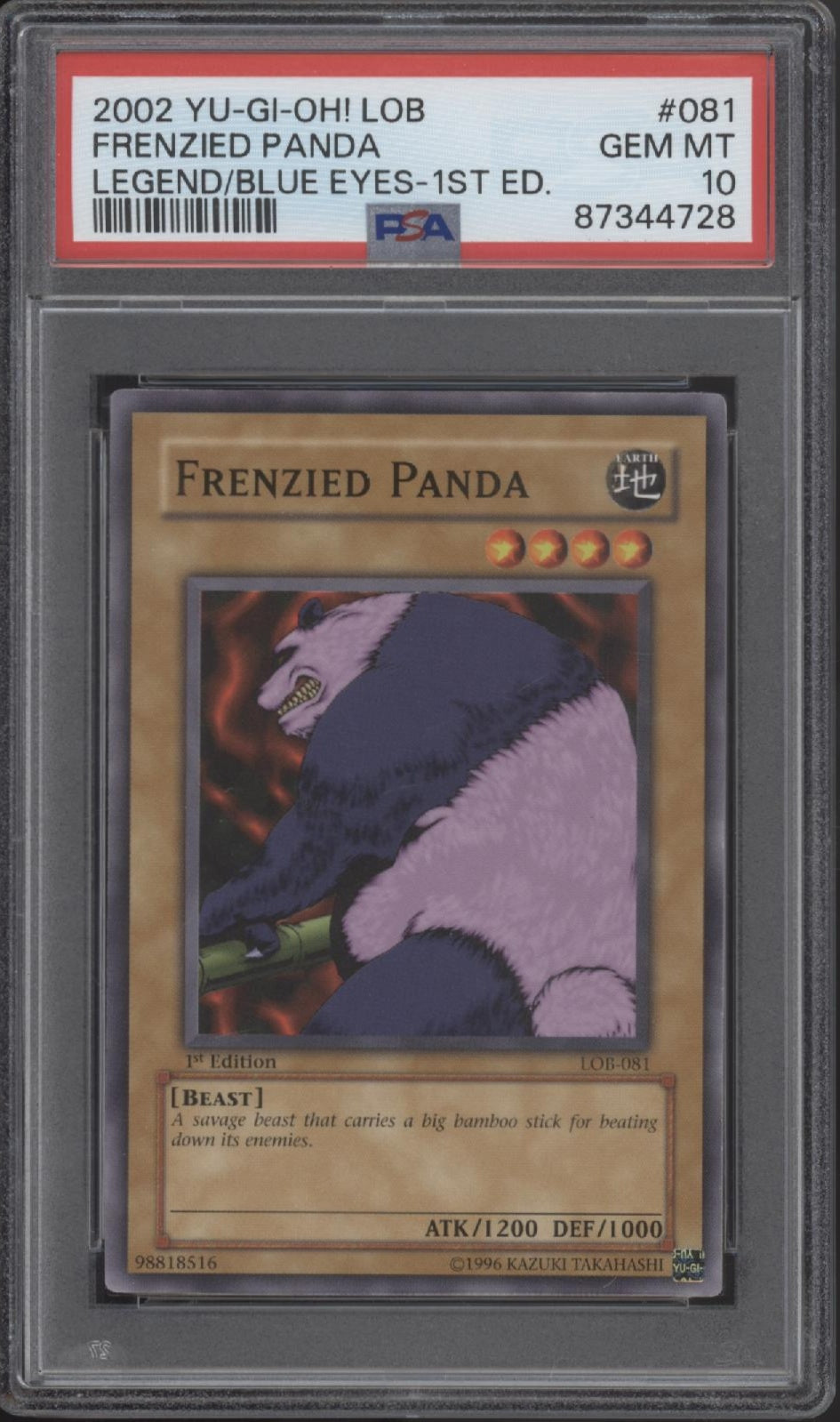 Frenzied Panda Yu-Gi-Oh! LOB 1st Edition #081 PSA 10