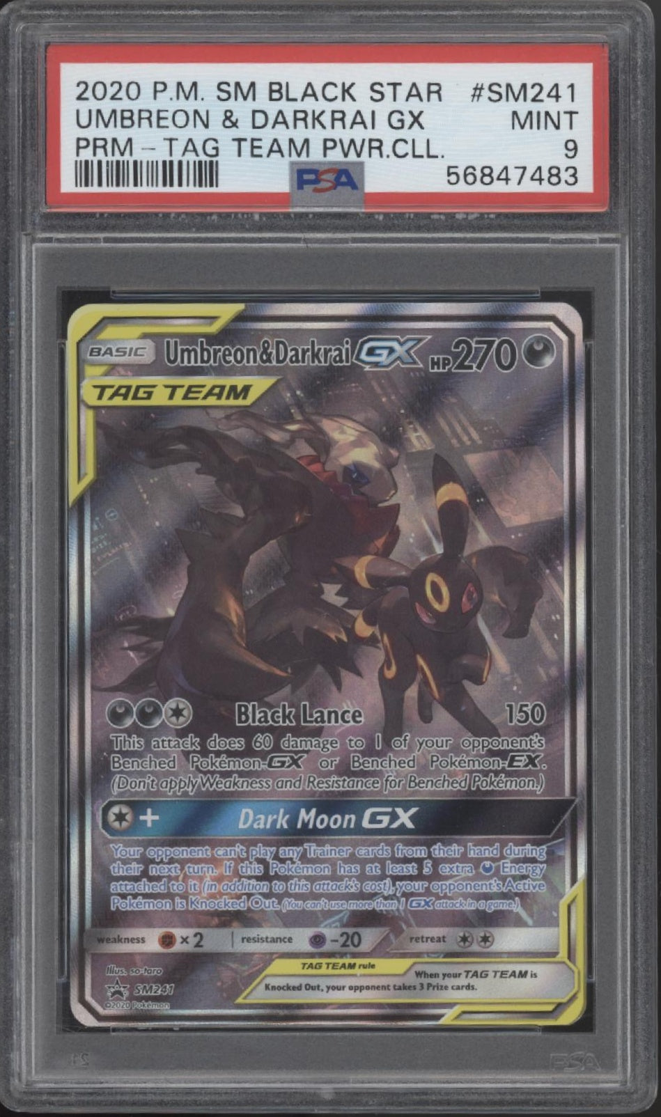 Umbreon & Darkrai GX Pokemon Tag Team Power Collection #SM241 PSA 9