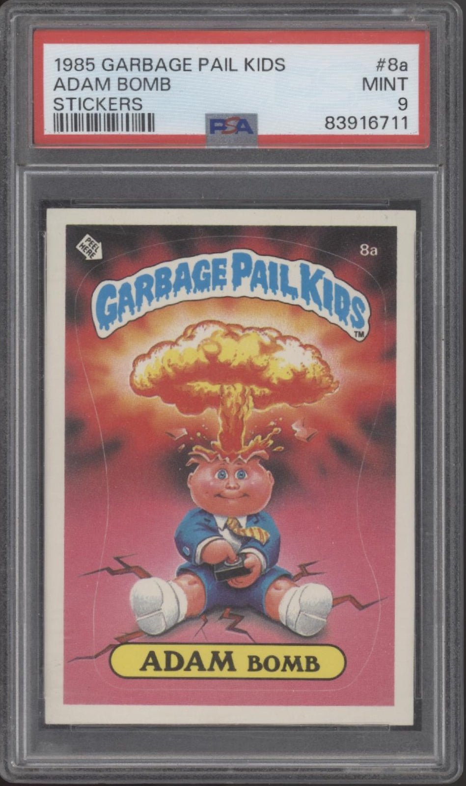 Adam Bomb 1985 Garbage Pail Kids Stickers #8a PSA 9