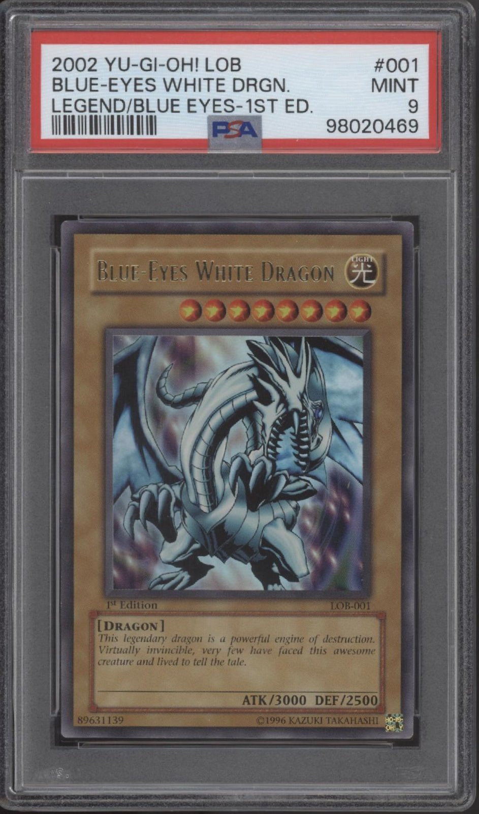 Blue-Eyes White Dragon Yu-Gi-Oh! Legend of Blue Eyes 1st Edition #001 PSA 9