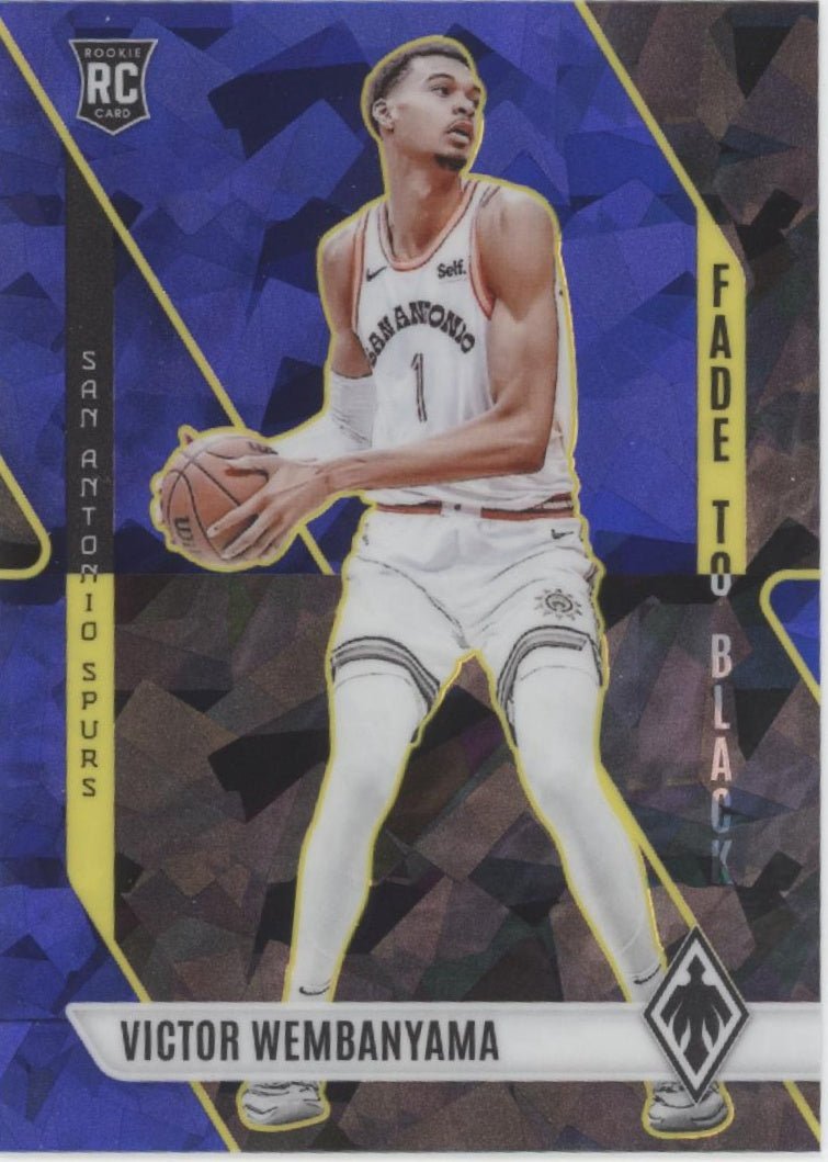 Victor Wembanyama 2023-24 Panini Phoenix Fade to Black Blue Atomic RC #11