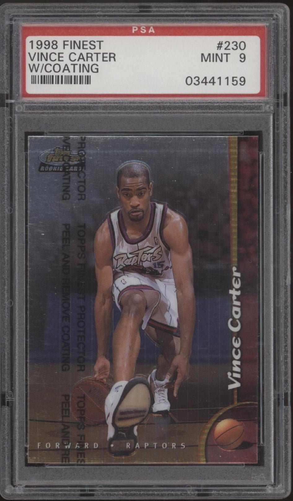Vince Carter 1998-99 Topps Finest with Coating #230 PSA 9